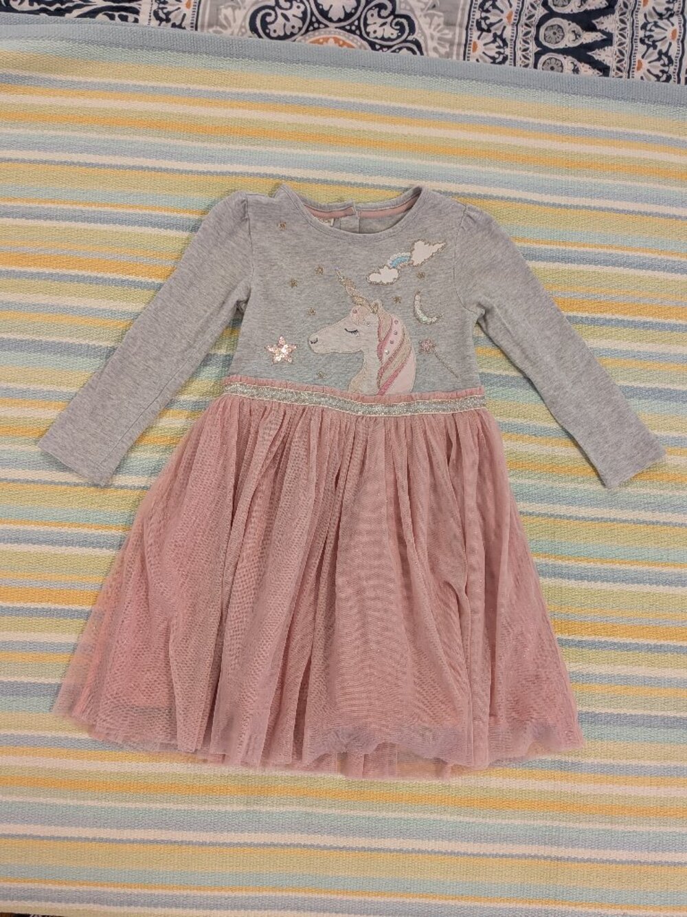 ⭐ Monsoon London Toddler Girls' Size 2-3Y Heather Grey Sequin Unicorn Tulle Tutu